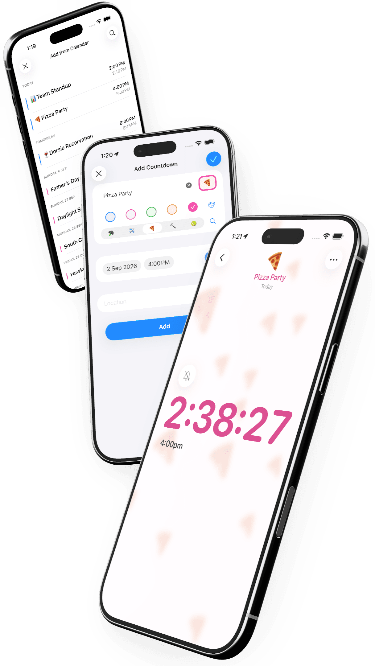 Timely selecting a calendar event and turning it into a countdown.