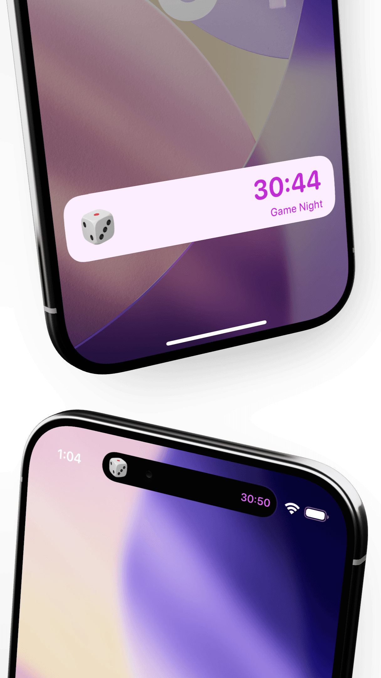 Timely Live Activity countdowns displayed on an iPhone lock screen and Dynamic Island.