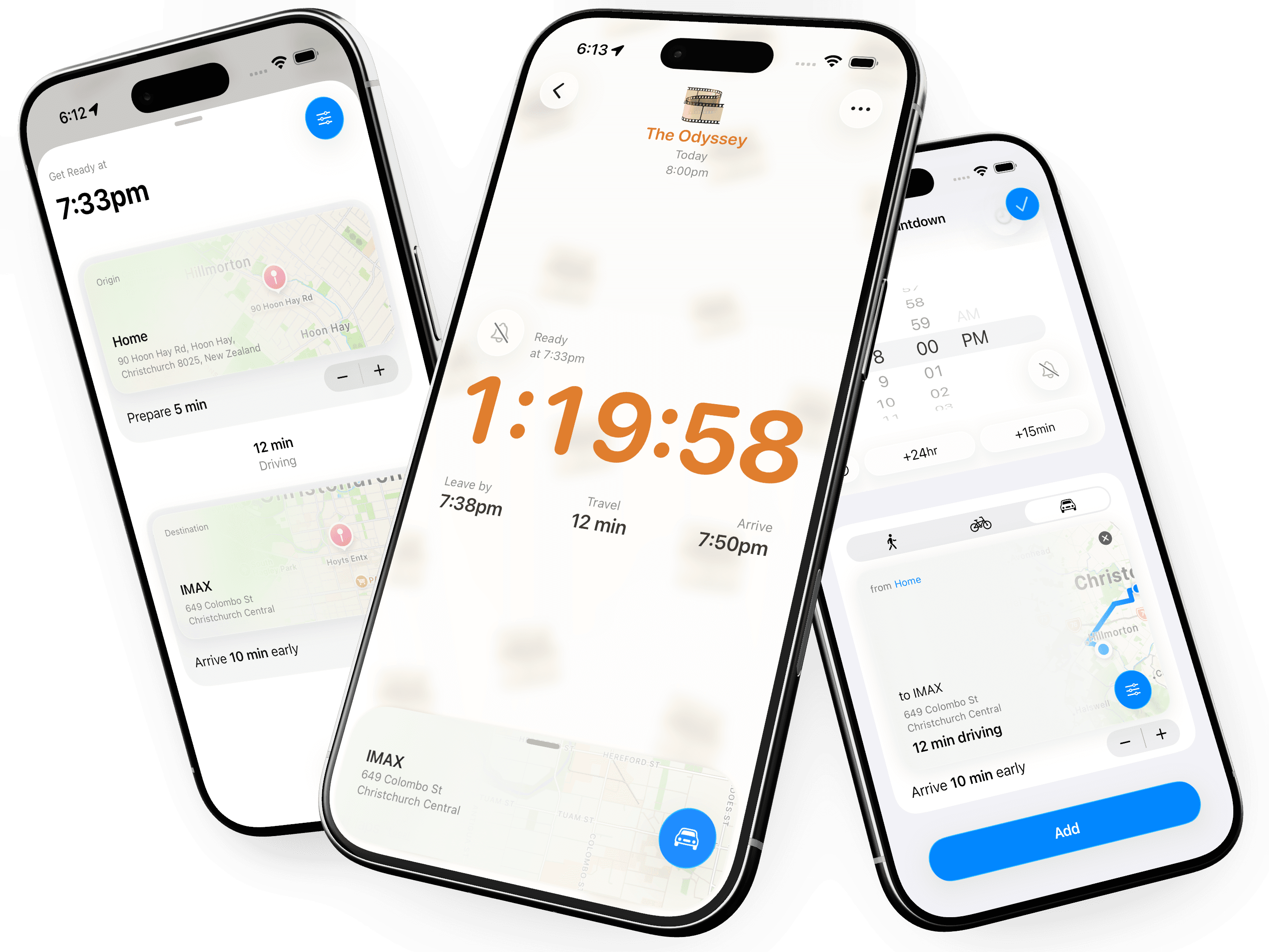 Timely countdowns that account for travel time